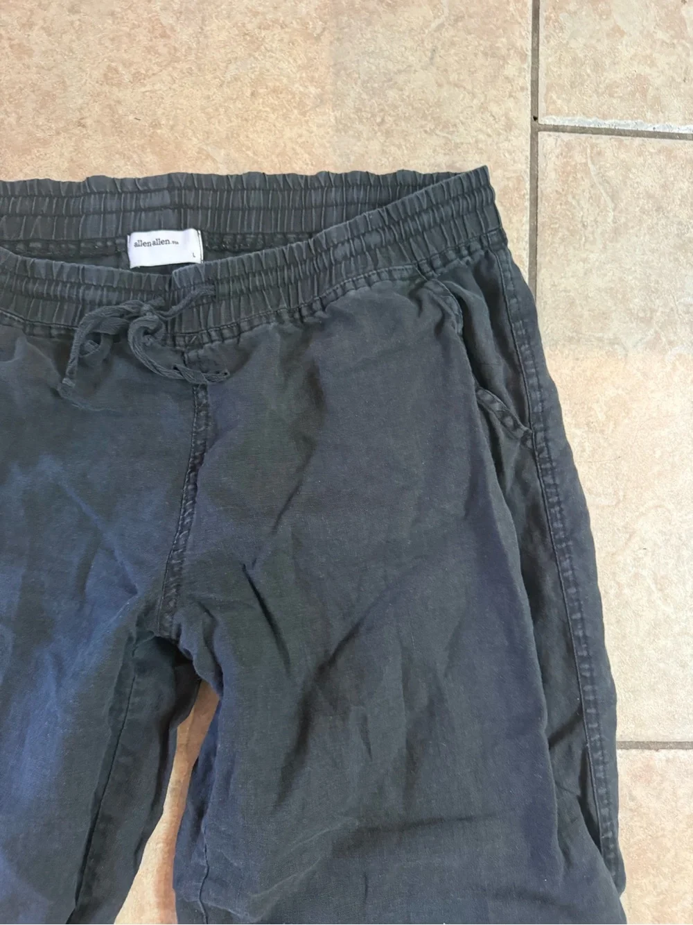 Allen Allen Black Drawstring Jogger Linen Pants